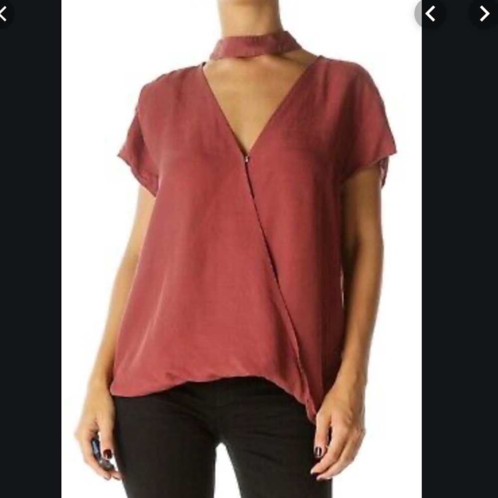 Anthro Cloth & Stone Mauve Wrap Choker Blouse